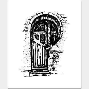 Author's design with the image of a door in the Art Nouveau style. Posters and Art